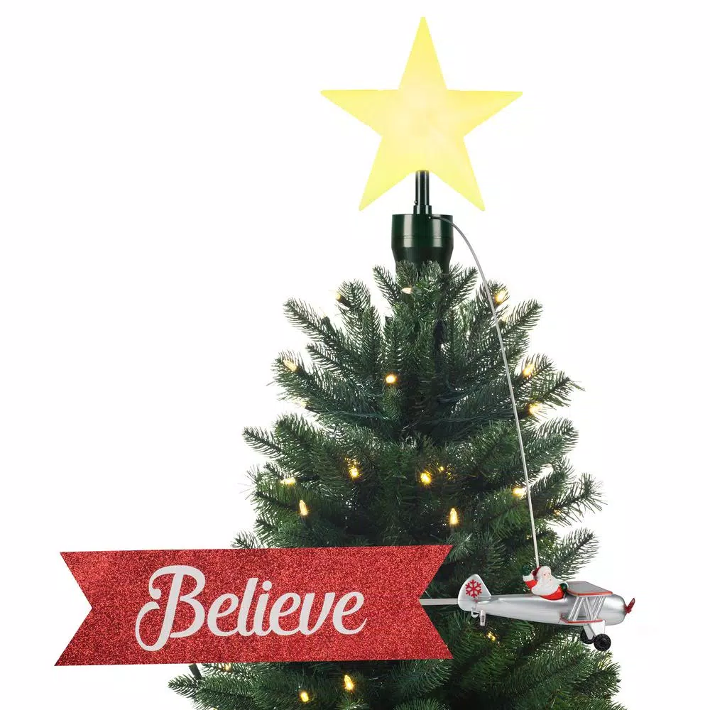 Mr. Christmas 22 in. Biplane Animated Tree Topper with LED Star