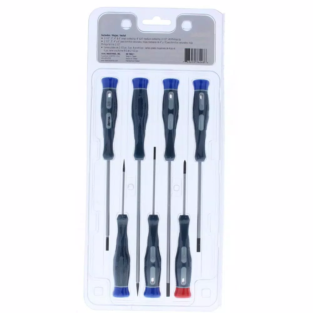 Ideal 7-Piece Precision Electronic Screwdriver Set with Chrome Vanadium Steel Shanks