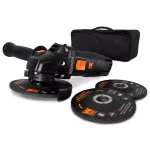 WEN 4.5 in. 7.5 Amp Corded Angle Grinder with Reversible Handle, 3 Discs, and Carrying Case thumbnail 1