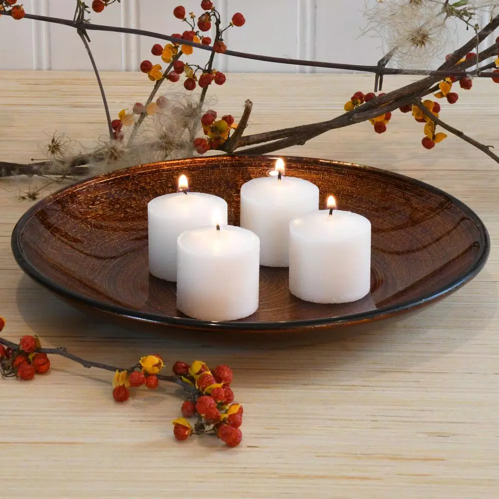 LUMABASE 72-Count White Unscented Votive Candles, 10-Hour Burn Time, Paraffin Wax
