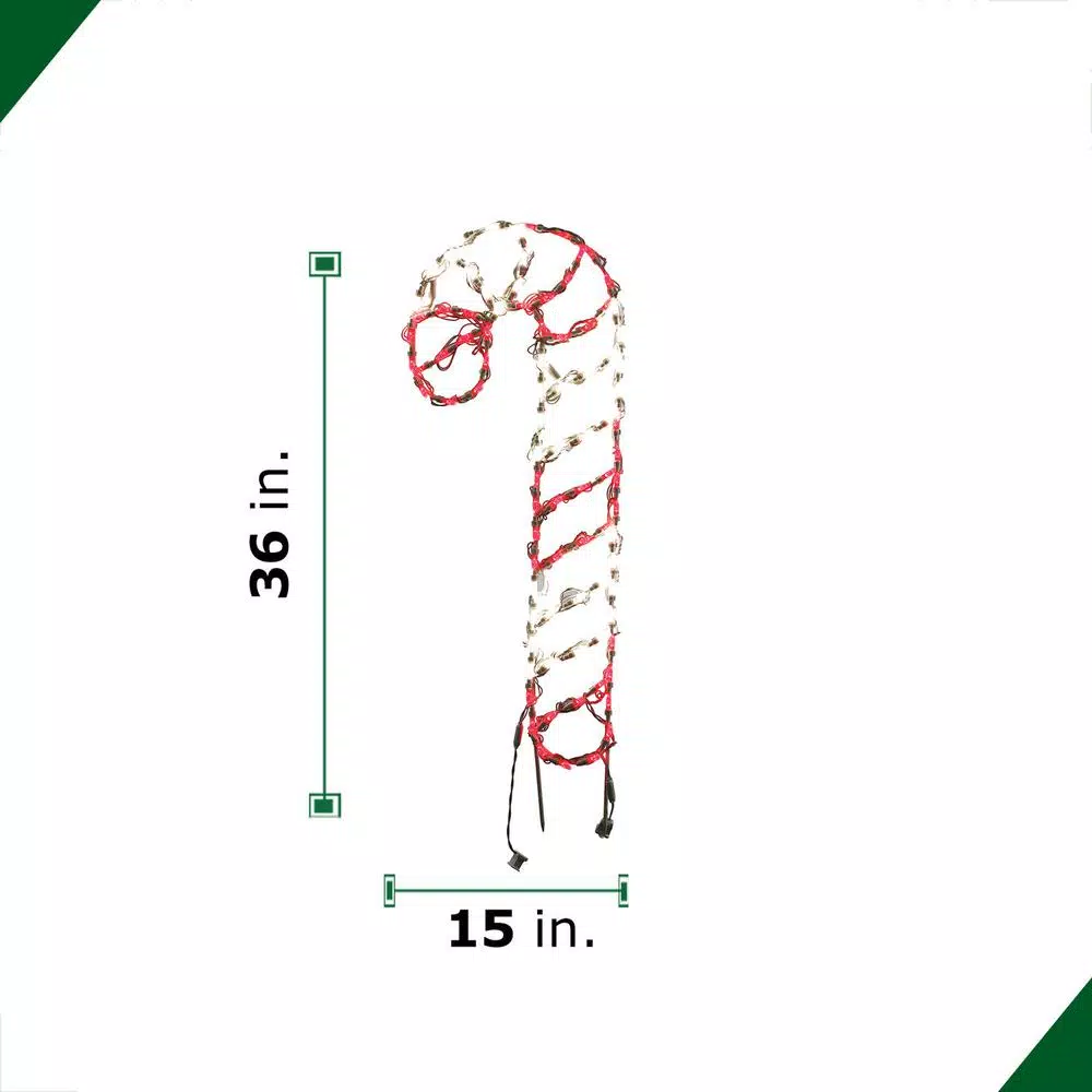 Fraser Hill Farm 3 ft. LED Red and White Candy Cane Novelty Outdoor Christmas Light