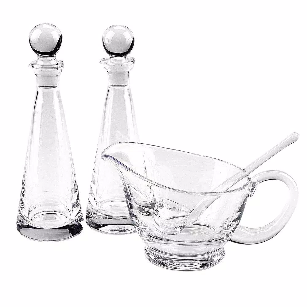Badash Crystal Crystal Gravy Boat with Ladle Set, 16 oz. Mouth Blown Glass