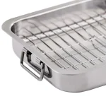 Ovente 13 x 9.3 in. Stainless Steel Roasting Pan with Wire Rack and Handles thumbnail 6