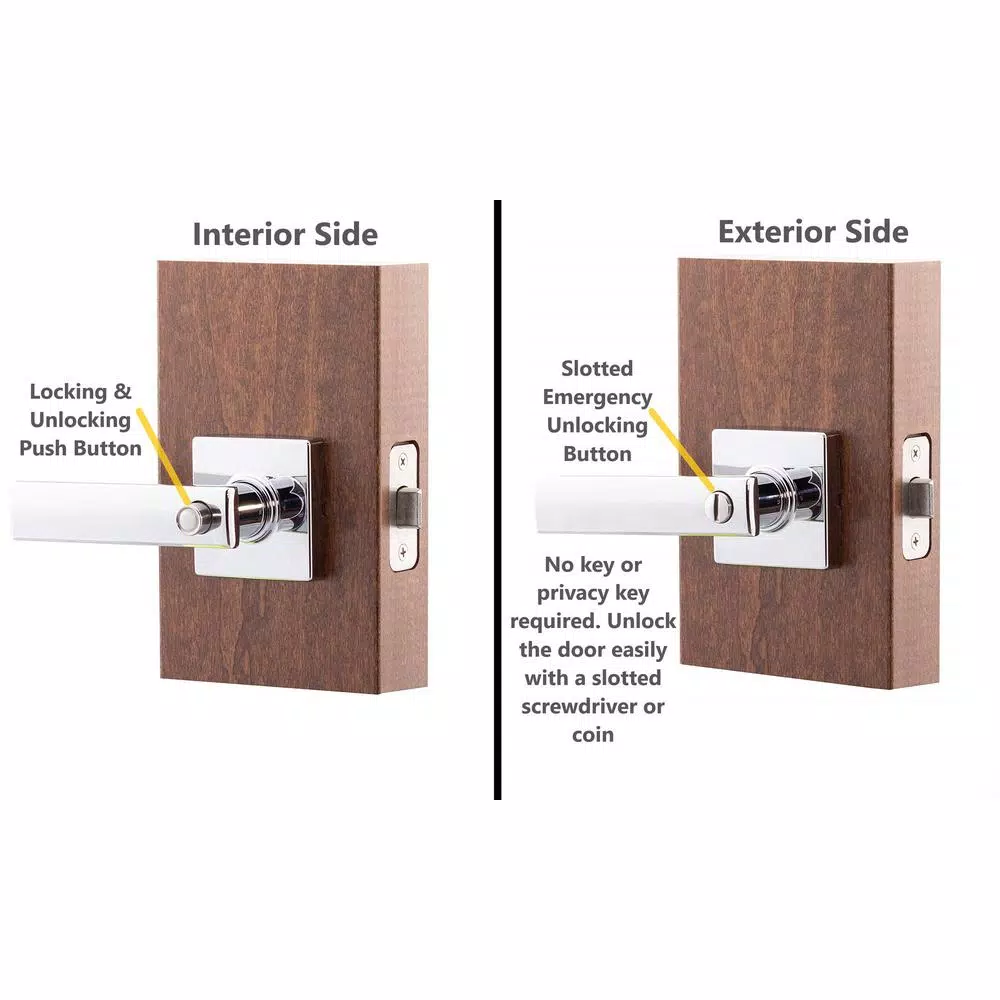 Copper Creek Craftsman Remi Polished Stainless Steel Privacy Lever for Bedroom and Bathroom