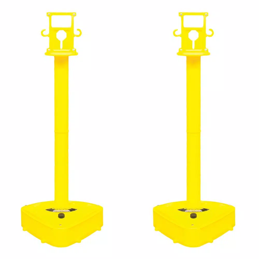 Mr. Chain M R Products X-Treme Duty Industrial Stanchion, Yellow (2-Pack)