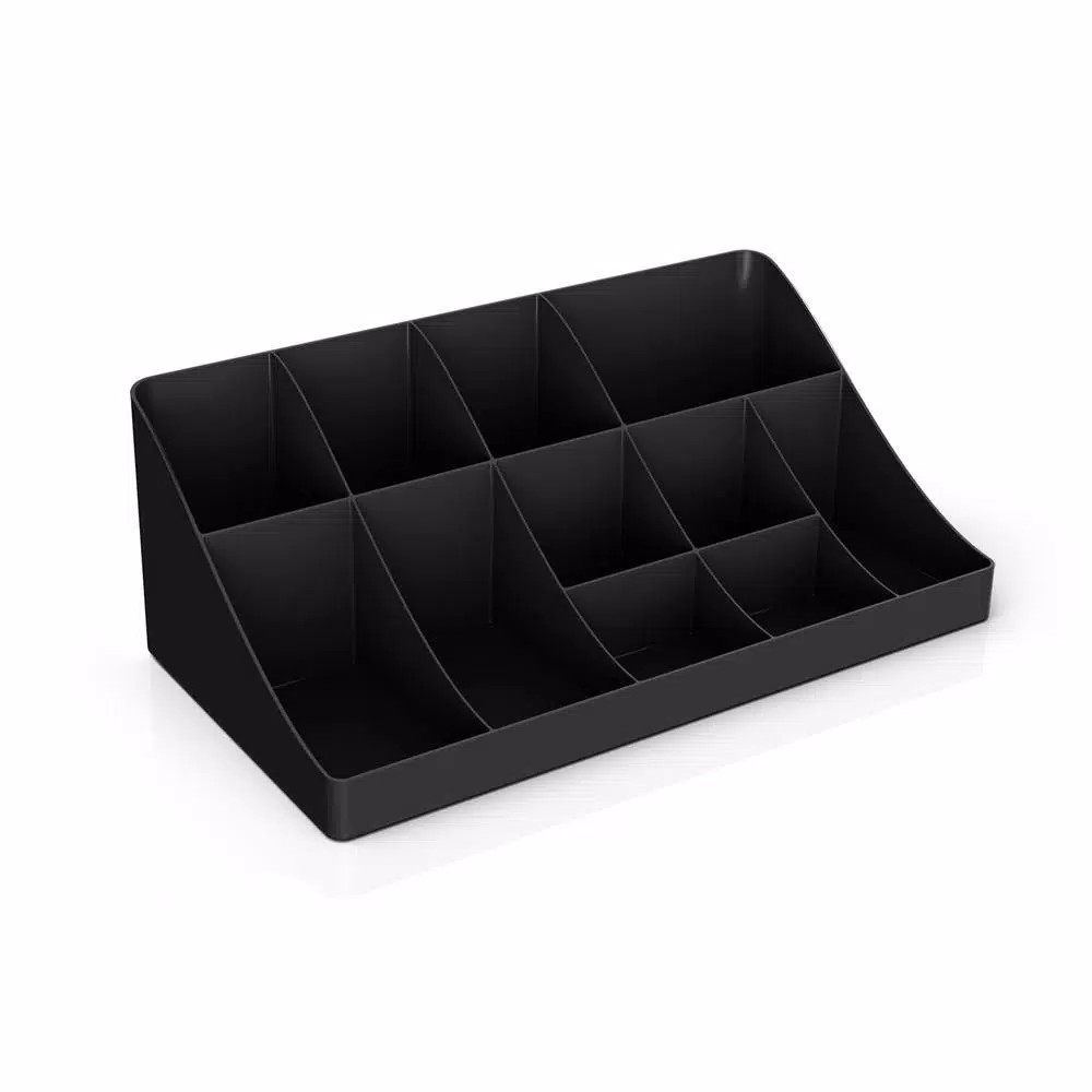 Mind Reader 15-Compartment Coffee Condiment & Cup and Lid Organizer Set, Black