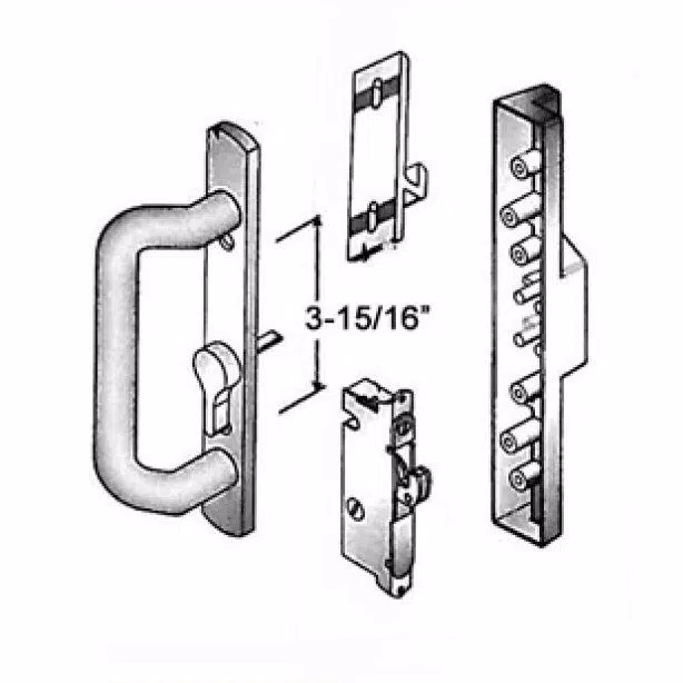 Barton Kramer White Sliding Door Handle and Lock Set with Stainless Steel Mortise Lock