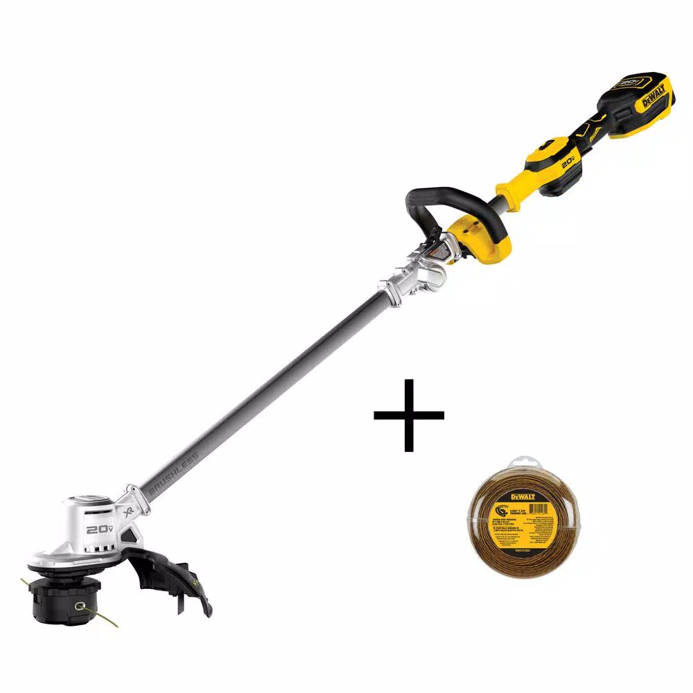 DEWALT 20V MAX Cordless Brushless String Trimmer Kit with 5 Ah Battery, Charger, and 225 ft. Replacement Line