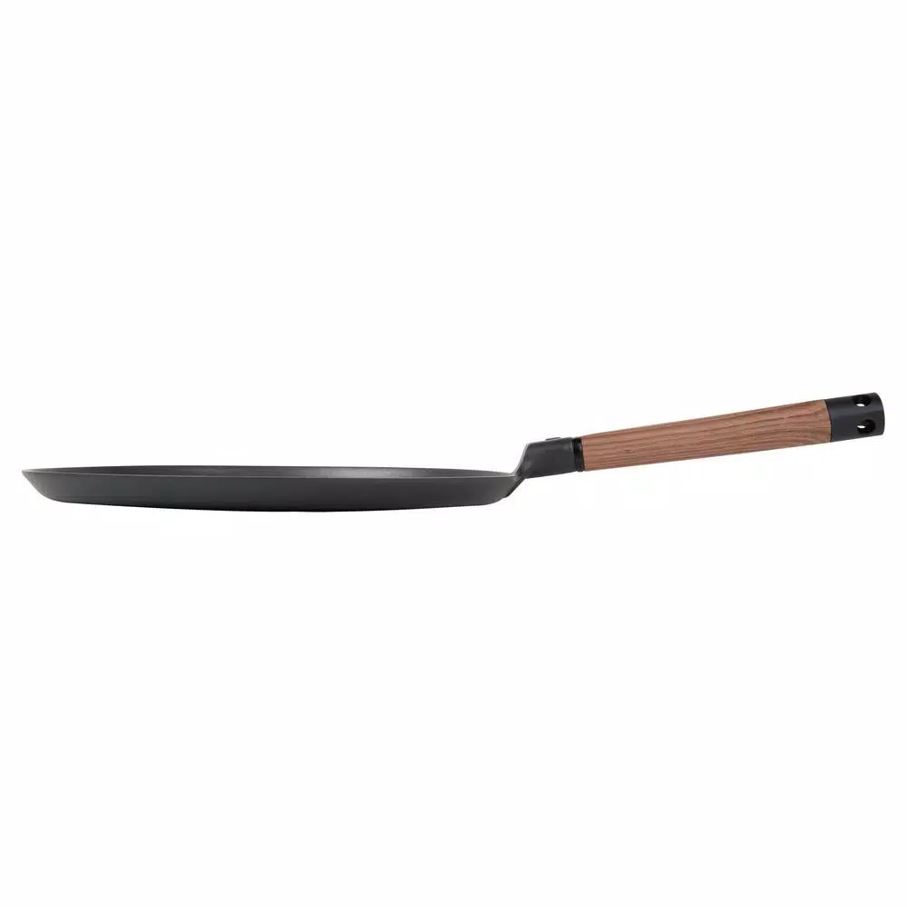 MasterPan 11 in. Non-Stick Cast Aluminum Crepe Pan with Detachable Handle, Induction Compatible, Black
