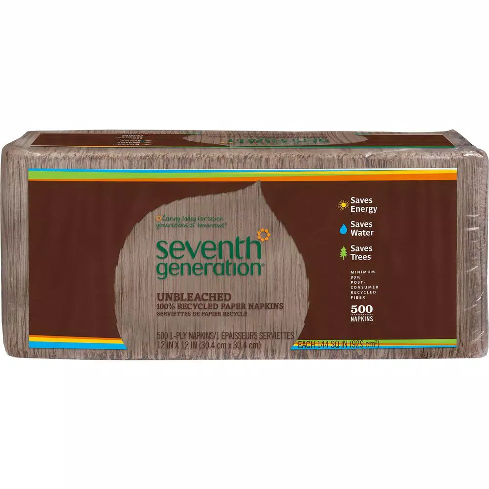 SEVENTH GENERATION 100% Recycled Brown Luncheon Napkins, 500 Count, 12 Pack Case