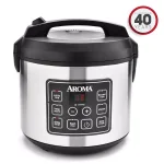 Aroma 20-Cup Digital Rice Cooker, Food Steamer, and Slow Cooker in Silver thumbnail 1
