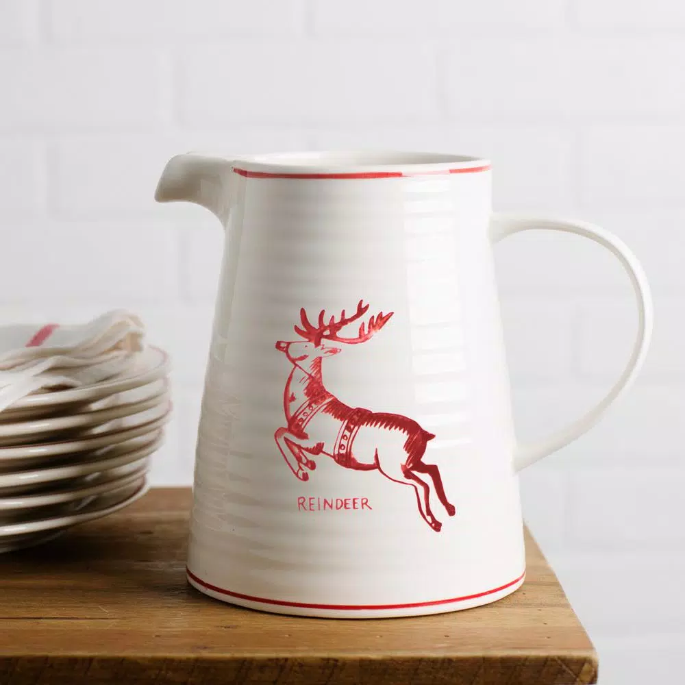 Molly Hatch 7 in. Reindeer Ceramic Pitcher, 56 oz.