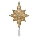 Northlight 10 in. Frosted Star of Bethlehem Christmas Tree Topper with Gold Scrolling and Clear Mini Lights thumbnail 2