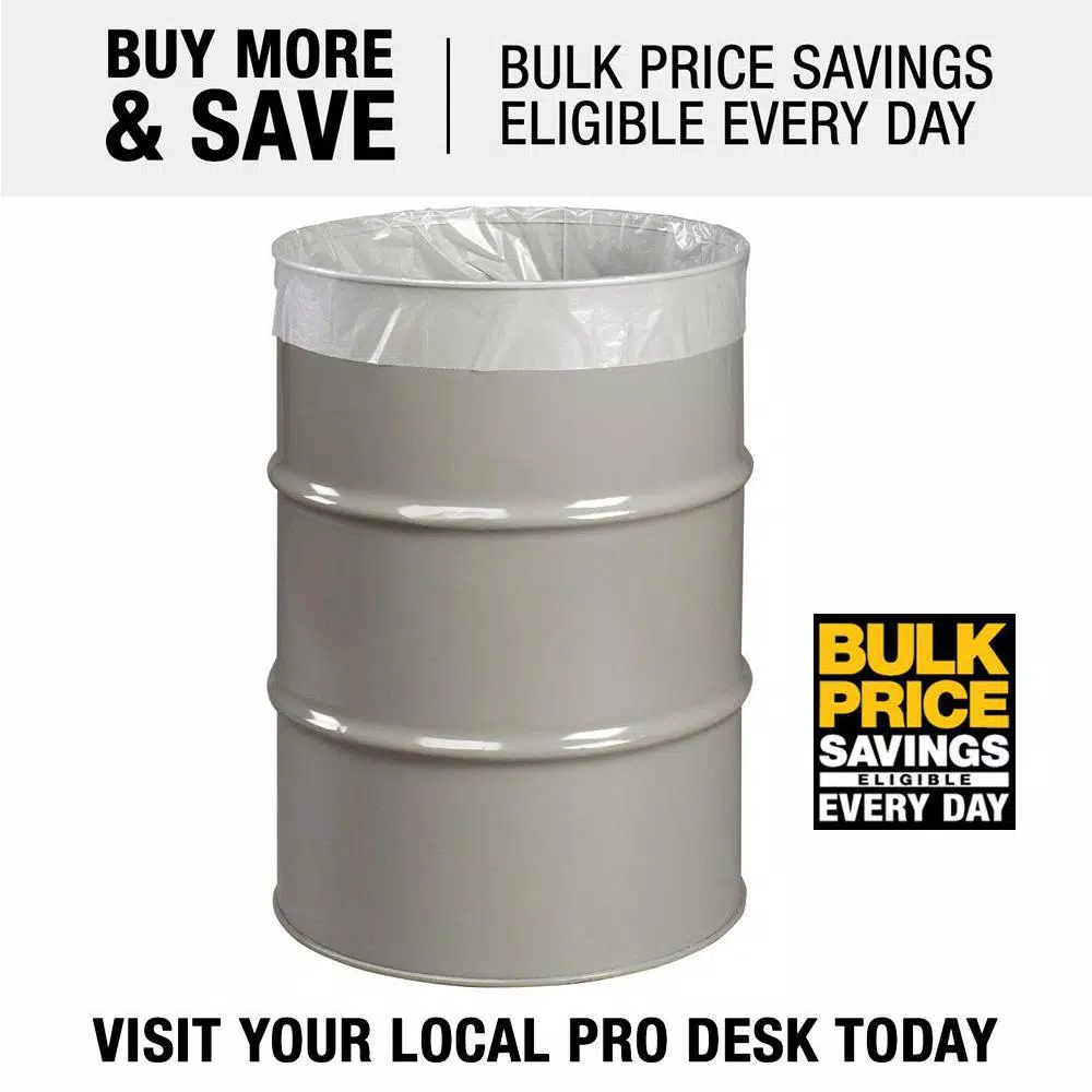 HUSKY 55 Gallon Economy Natural Trash Liners, 0.55 Mil, 200-Count