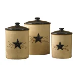 Park Designs Star Vine Beige 3-Piece Ceramic Canister Set with Airtight Lids thumbnail 1