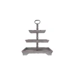 3R Studios Bungalow Lane Grey 3-Tier Decorative Tray with Distressed Wood & Metal Construction thumbnail 3