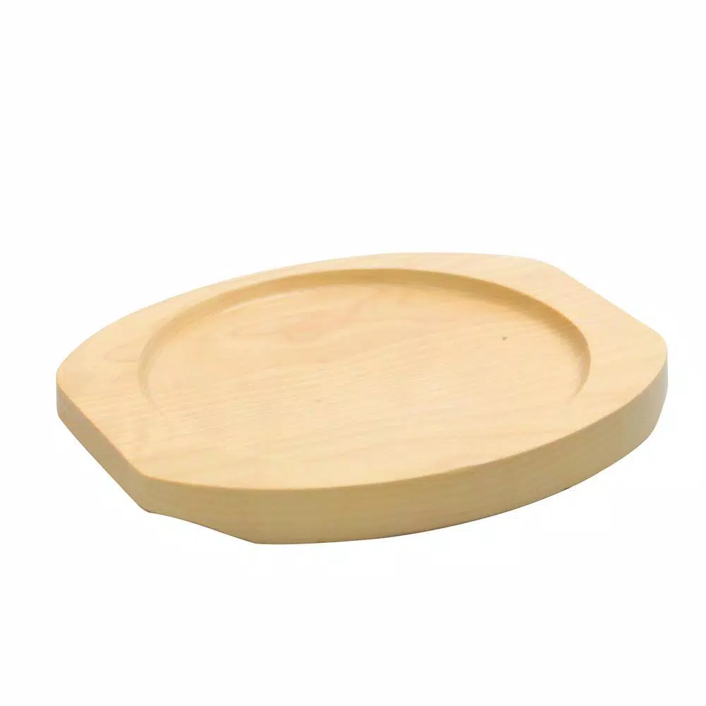 Gibson Home Campton 5.3 in. Cast Iron Mini Frying Pan with Wooden Base, Black