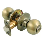Toledo Fine Locks Antique Brass Privacy Door Knob Set, Classic Full Ball Style thumbnail 1