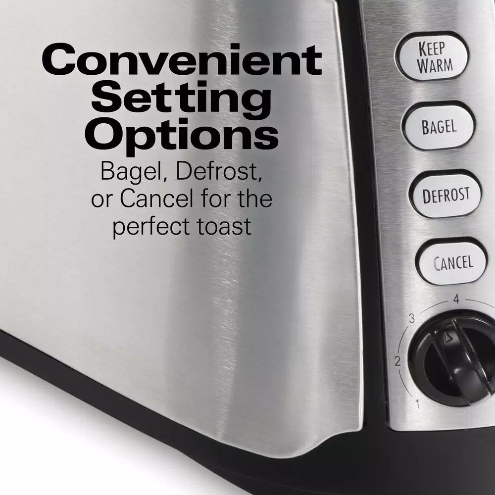 Hamilton Beach 4-Slice Long Slot Toaster with Keep Warm Setting, Black