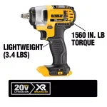 DEWALT 20V MAX Cordless Impact Wrench, Impact Driver & LED Light 3-Tool Combo Kit with (2) 4.0 Ah Batteries thumbnail 4