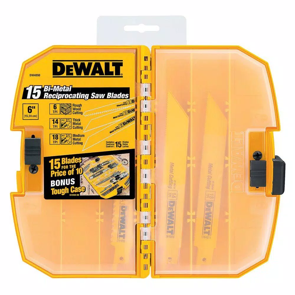 DEWALT 15-Piece Bi-Metal Reciprocating Saw Blade Set with Tough Case