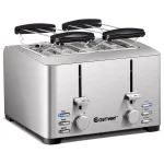 Costway 4-Slice Stainless Steel Extra-Wide Slot Toaster with Warming Rack and 6 Shade Settings thumbnail 1