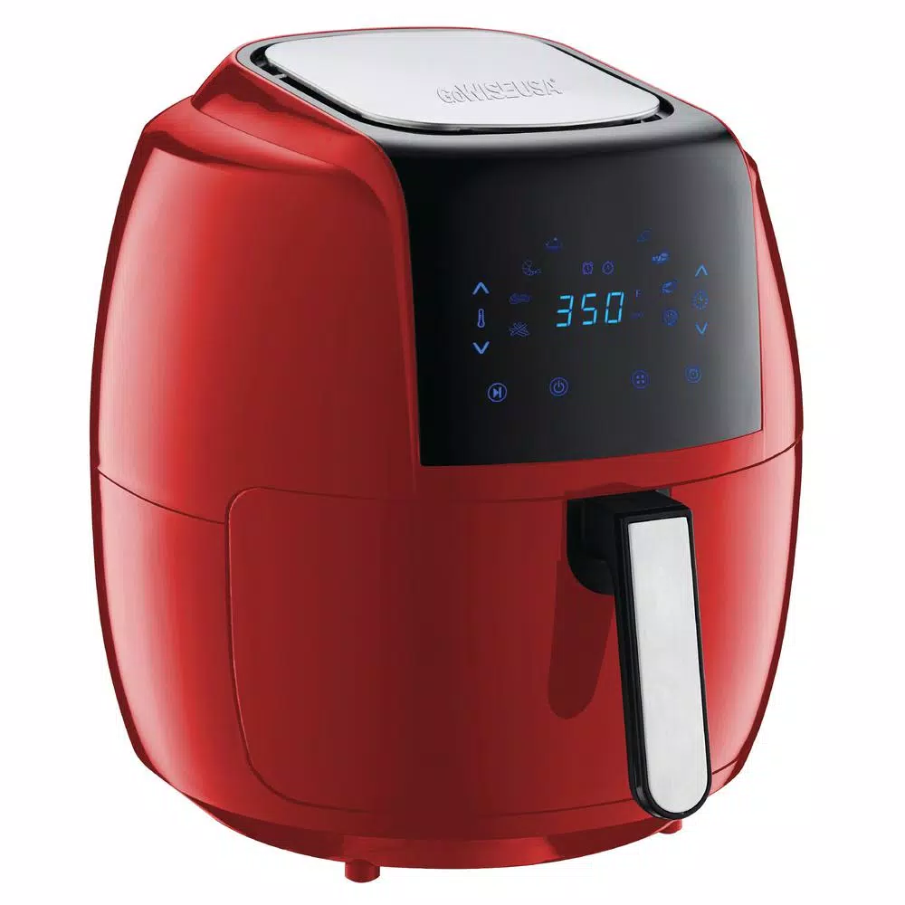 GoWISE USA 7.0 Qt. Red Electric Air Fryer with 8-in-1 Smart Programs and Recipe Book