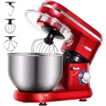 VIVOHOME 6 Qt. Electric Stand Mixer, 650W 6-Speed Tilt-Head Mixer with Stainless Steel Bowl and Accessories, Bright Red thumbnail 1