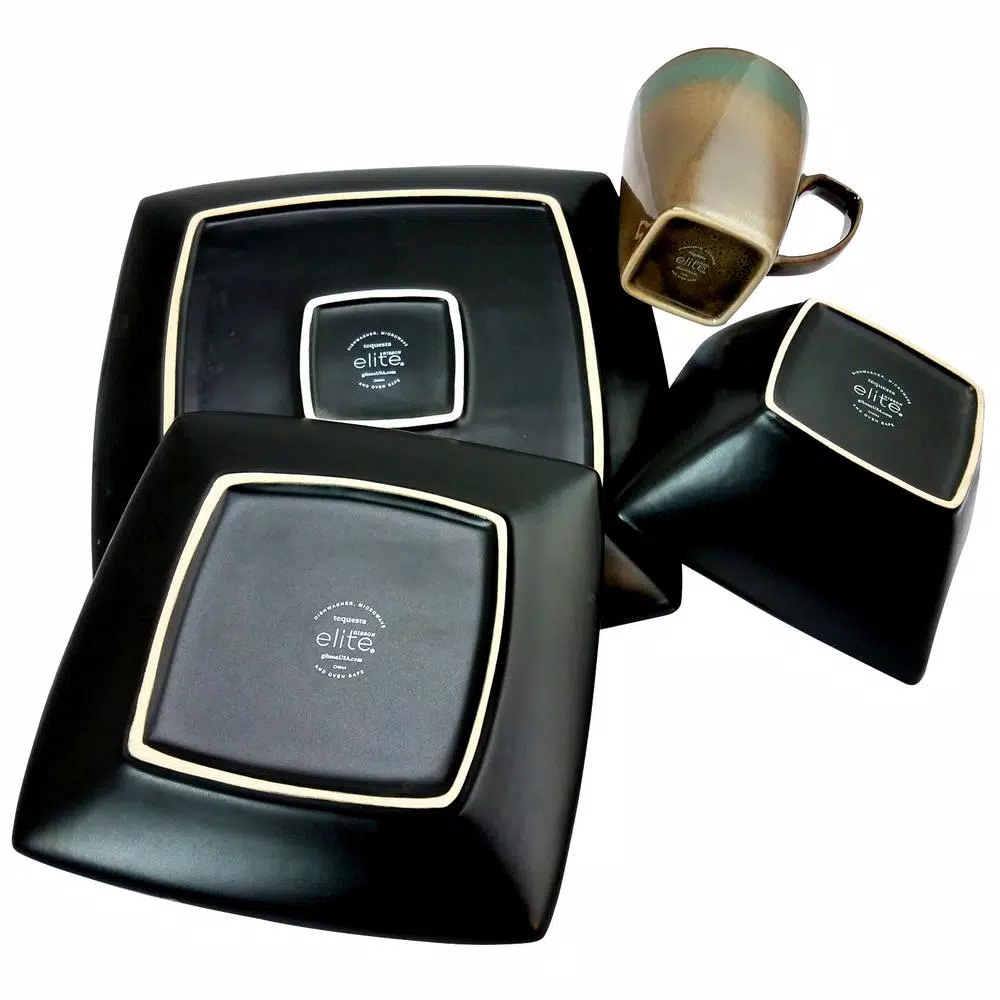 Gibson Elite Tequesta 16-Piece Stoneware Dinnerware Set, Tan, Service for 4
