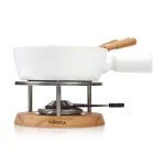 Boska Exclusive Collection 6-Piece Ceramic Fondue Set with Oak Base - White thumbnail 1