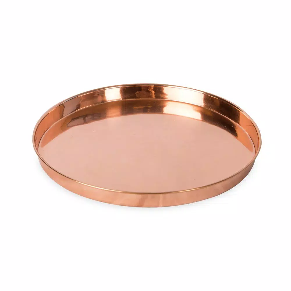 Achla Designs 12.5 in. Round Copper Plated Stainless Steel Decorative Serving Tray