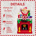 Fraser Hill Farm 6.5 ft. Pre-Lit Elf Sitting on Fireplace Christmas Inflatable thumbnail 2