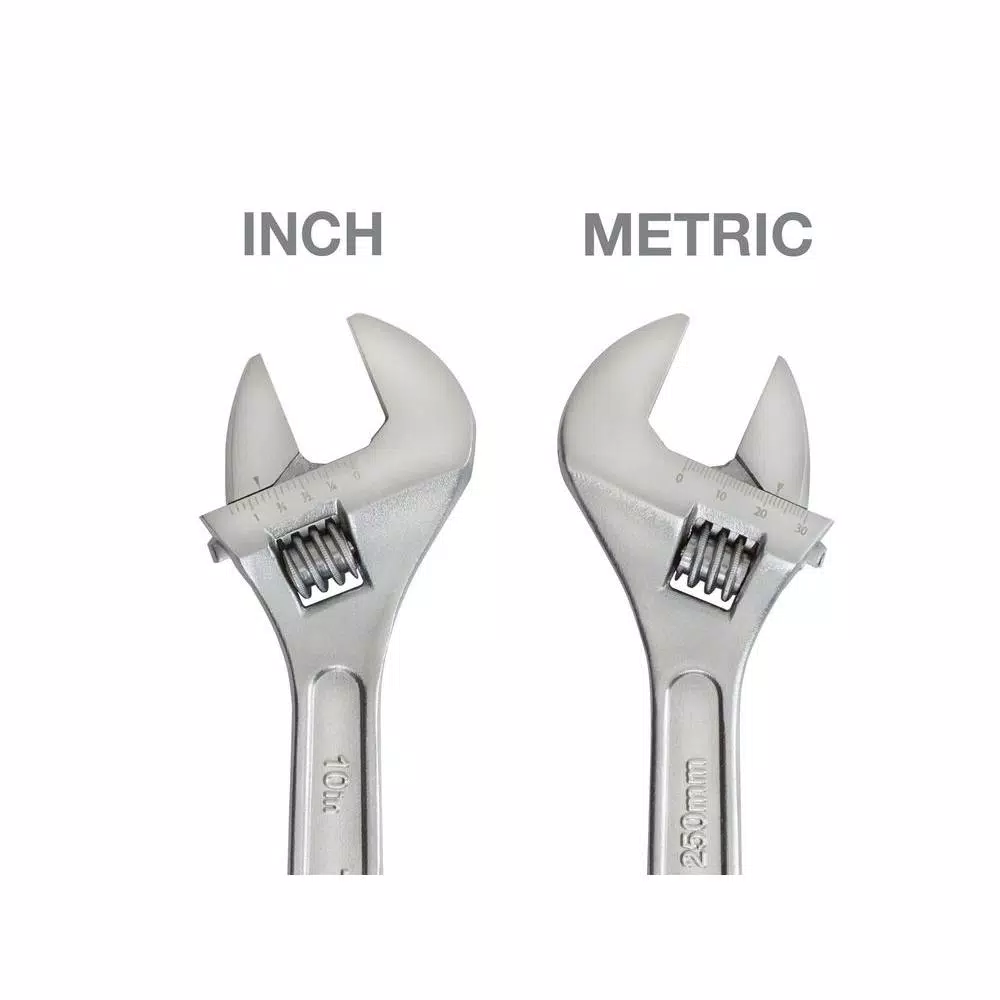 TEKTON 10 in. Adjustable Wrench, Carbon Steel with Satin Chrome Finish
