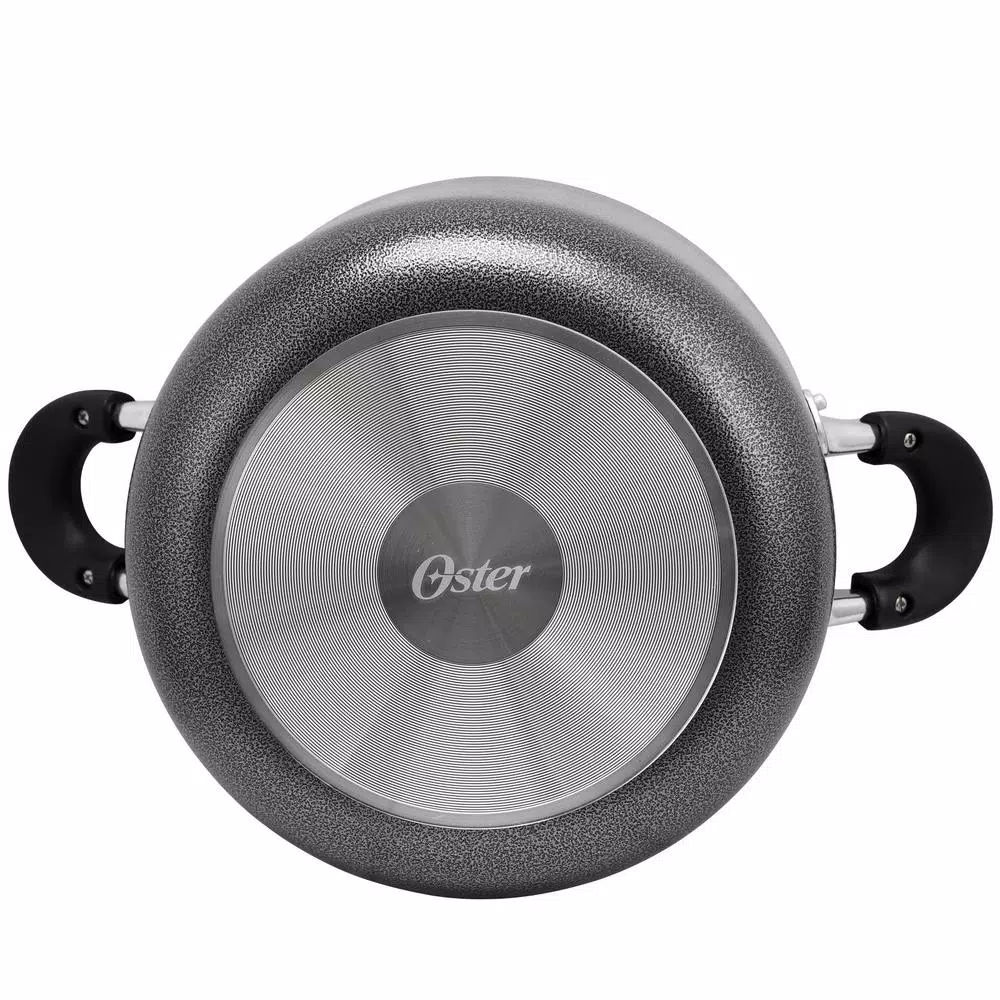 Oster Clairborne 6 Qt. Round Aluminum Nonstick Dutch Oven with Glass Lid, Charcoal Gray