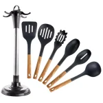MegaChef 7-Piece Nylon Kitchen Utensil Set with Wood Design Finish thumbnail 6