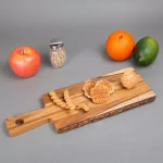 Creative Home Teak Wood Serving Cheese Paddle Board, 14-Inch Natural Edge Rustic Wood Board thumbnail 6