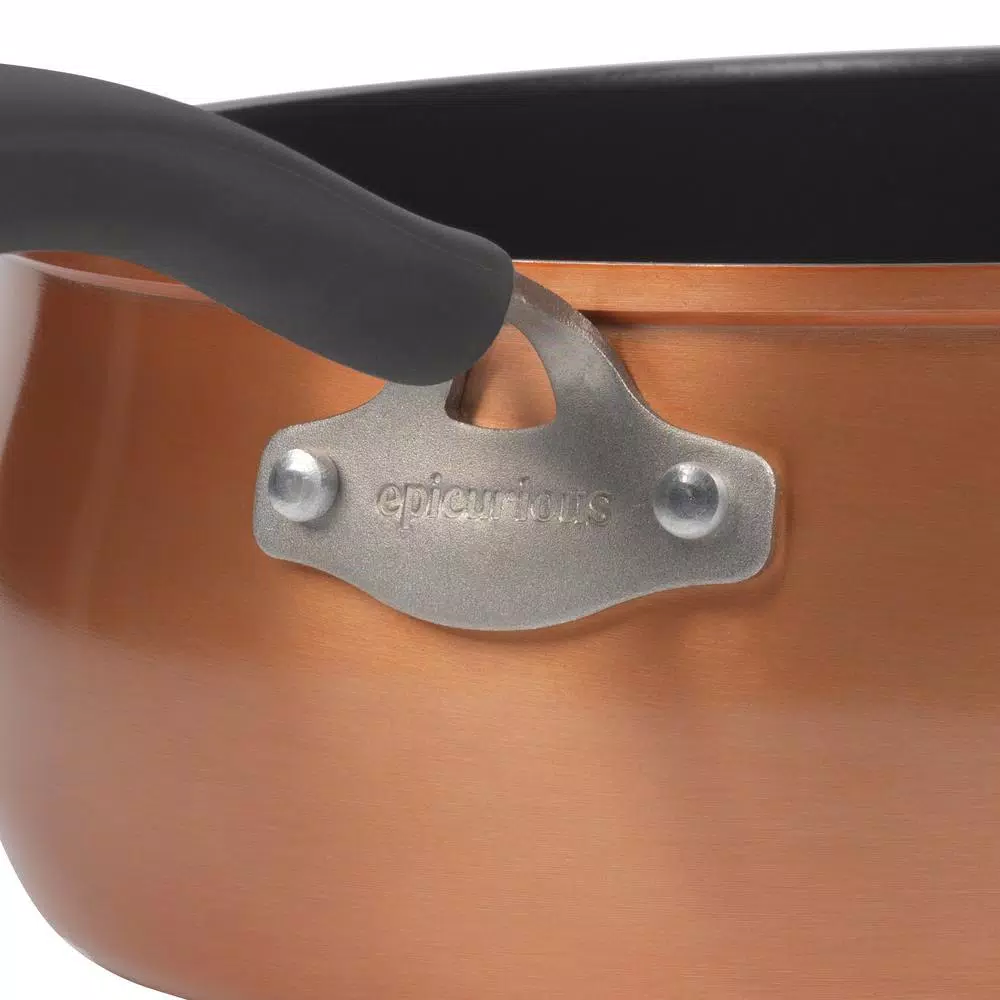 Epicurious 6 Qt. Hard-Anodized Aluminum Nonstick Saute Pan with Glass Lid, Copper