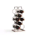 DANYA B. Copper Electroplated 8-Bottle Wine Rack - Modern Geometric Iron Design thumbnail 2