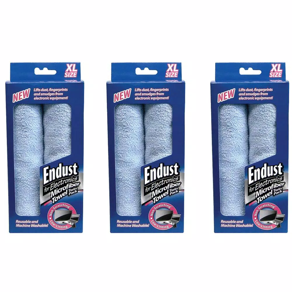 Endust Extra-Large Microfiber Cleaning Cloths, 15 in. x 15 in., Blue (6-Pack)