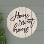 P Graham Dunn Home Sweet Home Oversized Washed White Wood Wall Decor - Rustic Circular Barrel Lid Style Sign thumbnail 4