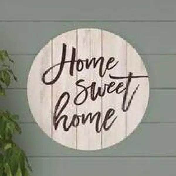 P Graham Dunn Home Sweet Home Oversized Washed White Wood Wall Decor - Rustic Circular Barrel Lid Style Sign