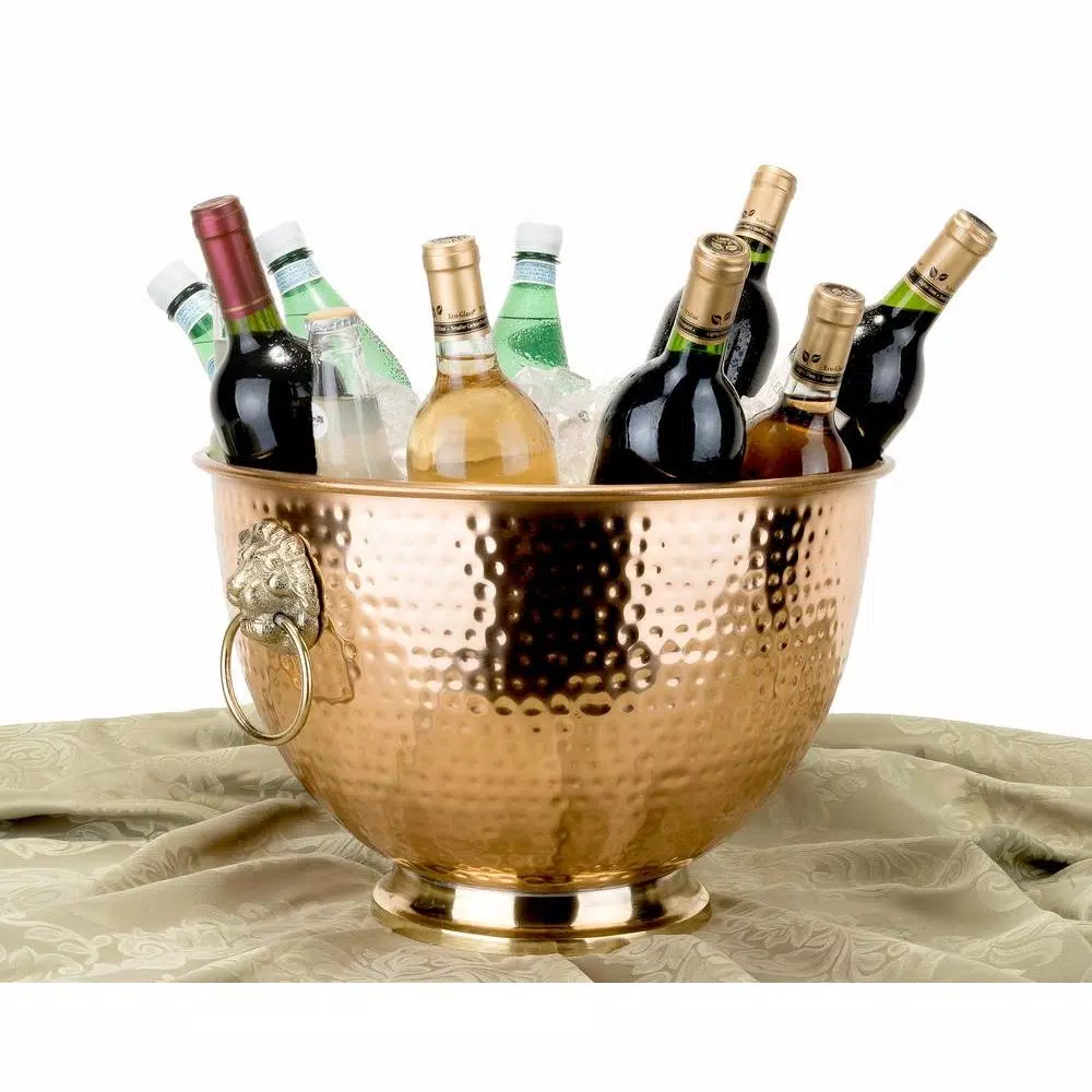 Old Dutch 5 Gallon Decor Copper Lion's Head Beverage Cooler - Hammered Copper Finish