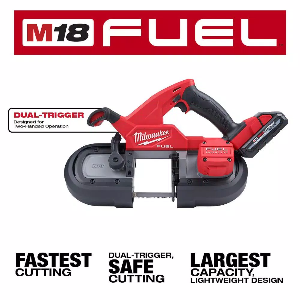 Milwaukee M18 FUEL 18V Compact Dual-Trigger Brushless Cordless Band Saw Kit with Two 3.0 Ah Batteries