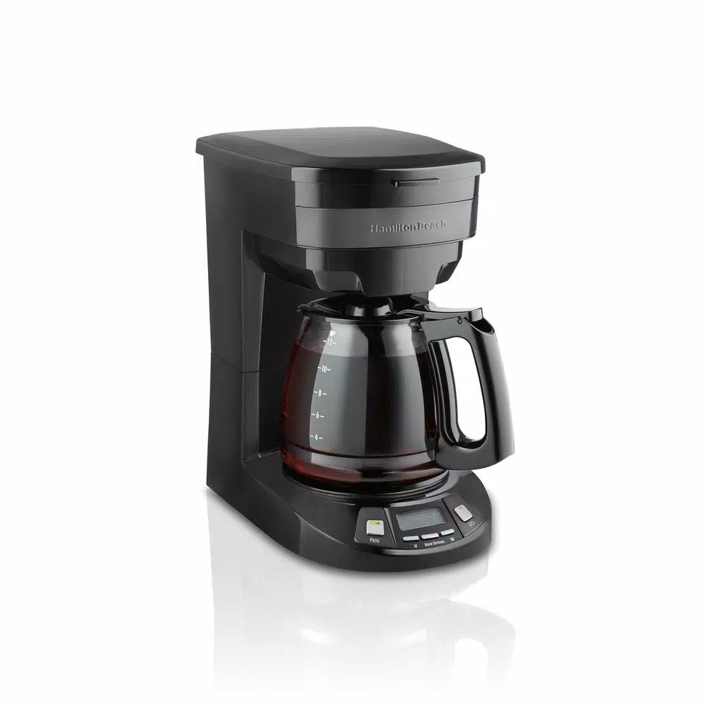 Hamilton Beach 12-Cup Programmable Drip Coffee Maker with Black Stainless Steel Accents