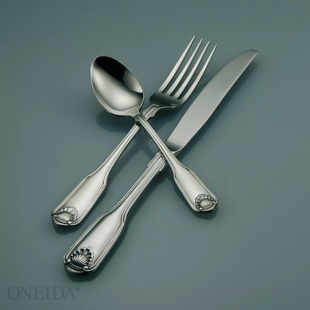 Oneida Classic Shell 18/10 Stainless Steel Tablespoon and Serving Spoons Set of 12