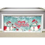 My Door Decor 7 ft. x 16 ft. Snowman Merry Christmas Garage Door Banner, Outdoor Vinyl Holiday Decor thumbnail 2
