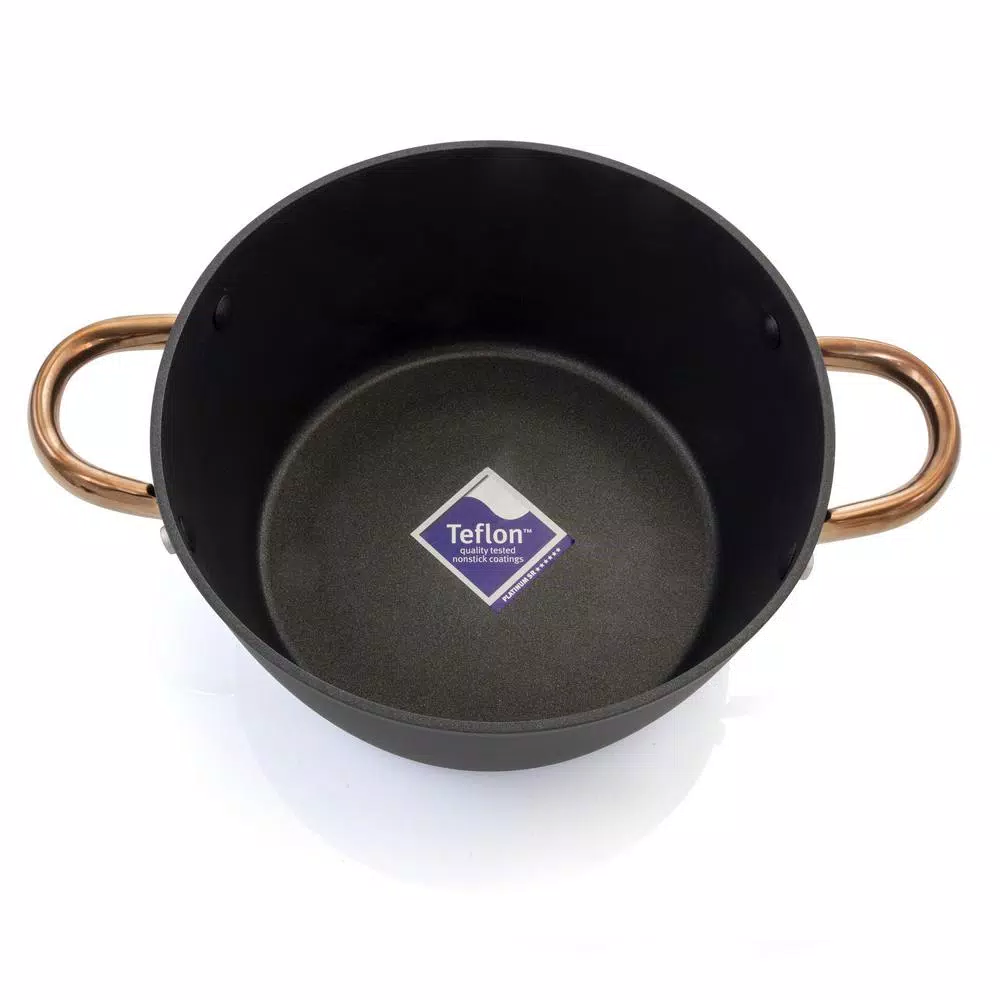 Oster Allsberg 10-Piece Aluminum Nonstick Cookware Set with Bronze Handles, Black and Bronze