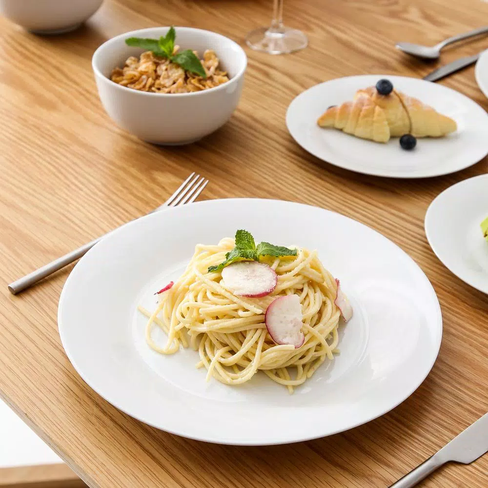 Boyel Living 18-Piece Modern White Porcelain Dinnerware Set, Service for 6