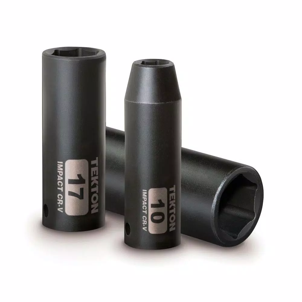 TEKTON 3/8 in. Drive 10-19 mm 6-Point Deep Impact Socket Set, 8-Piece Metric
