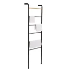 Mind Reader 6-Bar Freestanding Towel Rack, Black Metal Bathroom Towel Stand thumbnail 5